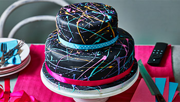 Tropical splatter showstopper birthday cake