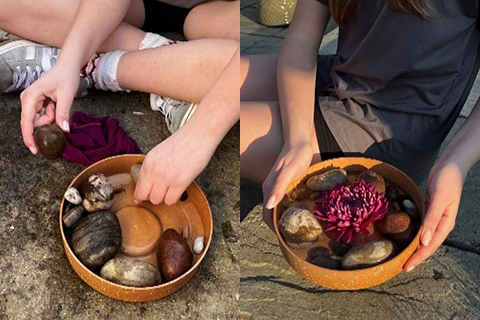 DofE participant making a bee drinking station.
