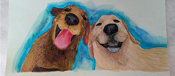 A painting of two dogs