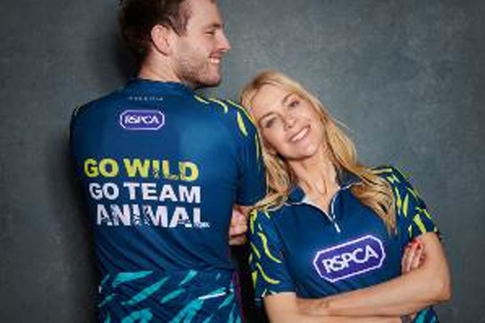 Rory the CBeebies vet and Katie Lawler wearing RSPCA Team Animal T-shirts.